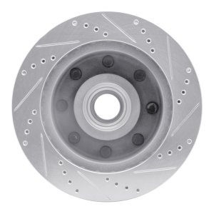 Ford F-350 Super Duty Brake Rotor (1) - Front Left - R1 Concepts - Drilled & Slotted - Silver - `99-`02